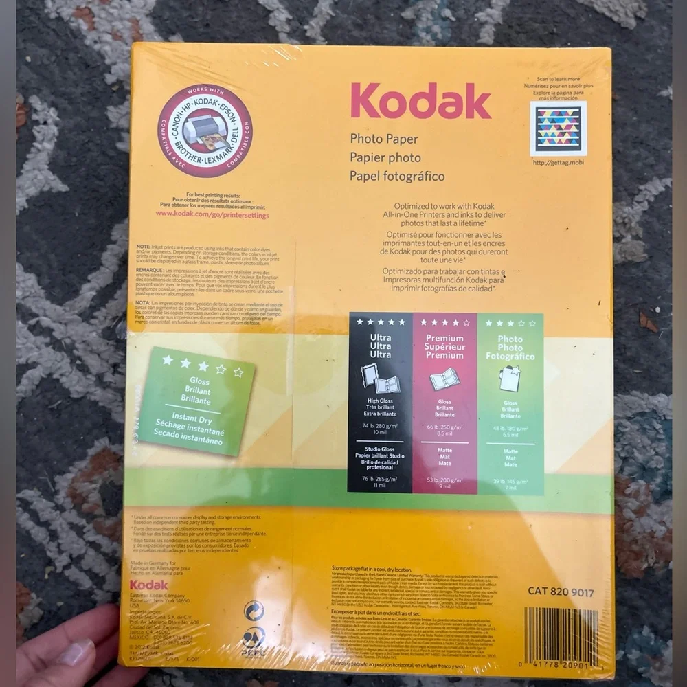 Kodak Yellow Photo Paper Pack of 100 8.5”x11” NEW NIB